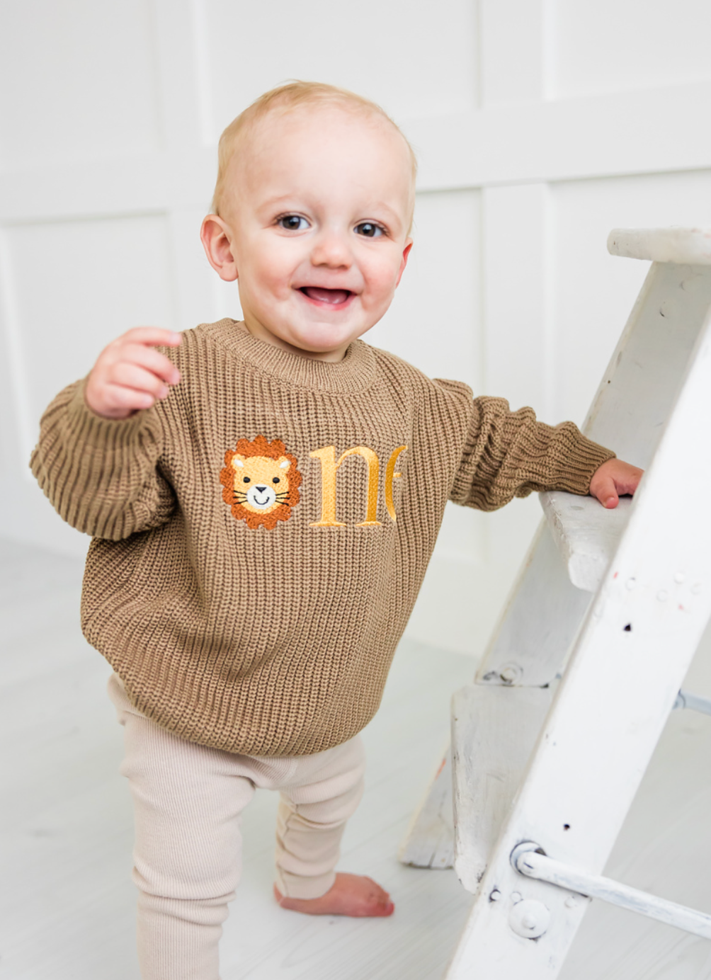 Custom Lion ONE Sweater - First Birthday Outfit
