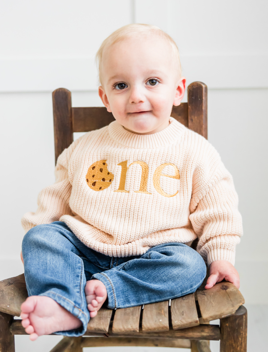 Custom Cookie ONE Sweater - First Birthday Outfit