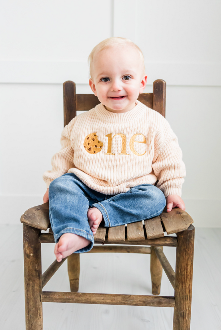 Cookie ONE Sweater - First Birthday Outfit