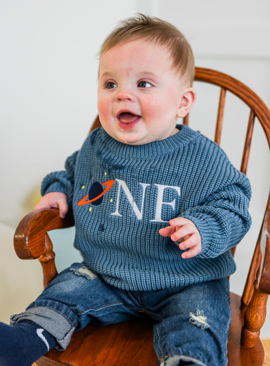 Custom Planet ONE Sweater - First Birthday Outfit