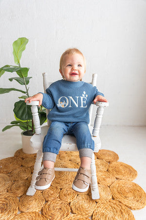 Train First Birthday Sweater - Personalized Chunky Knit One Milestone Steam Engine Baby Outfit