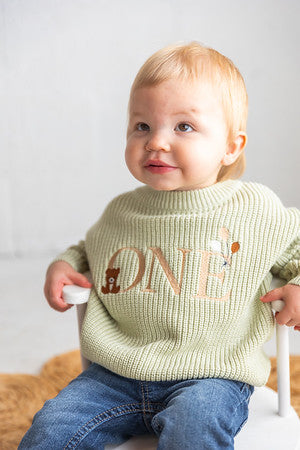 Beary First ONE Sweater - Kids First Birthday Outfit