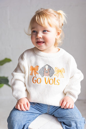 Tennessee Go Vols Bow Sweater - Girls Game Day Sweater