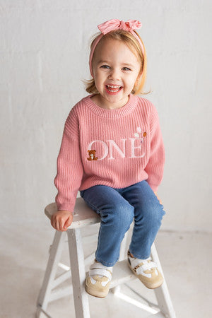 Beary First ONE Sweater - Kids First Birthday Outfit