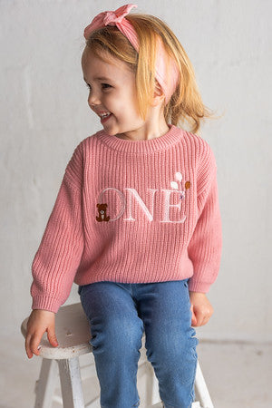 Beary First ONE Sweater - Kids First Birthday Outfit