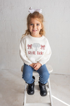 Alabama Roll Tide Bow Sweater - Girls Game Day Outfit