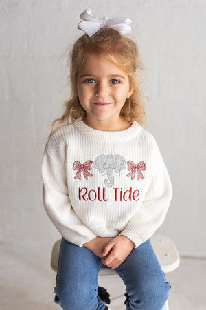 Alabama Roll Tide Bow Sweater - Girls Game Day Outfit