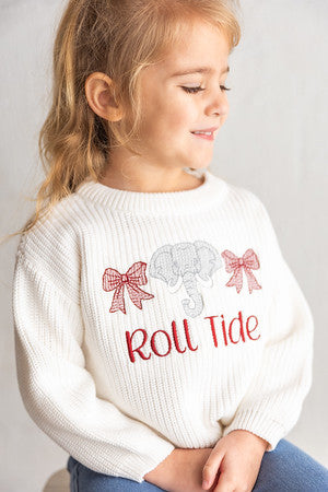 Alabama Roll Tide Bow Sweater - Girls Game Day Outfit