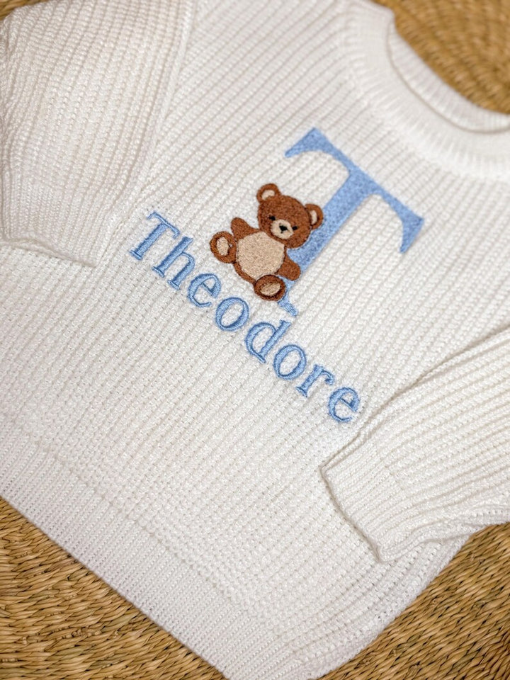 Teddy Bear Monogram Kids Personalized Sweater
