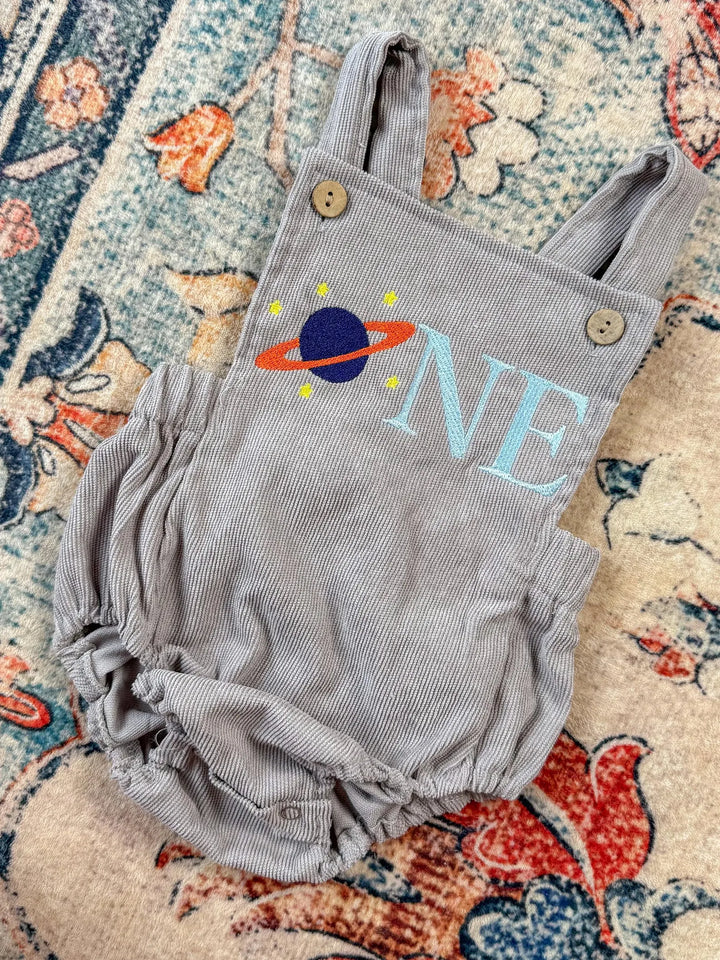 First Trip Around The Sun Birthday Sweater - Personalized Corduroy Planet One Milestone Outfit