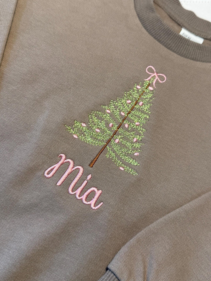 Embroidered Christmas Tree Toddler Sweatshirt - Personalized Holiday Outfit