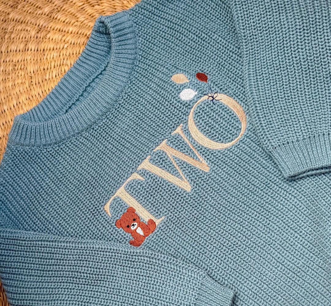 Beary Second Birthday Sweater - Bear Two Embroidered Birthday Outfit
