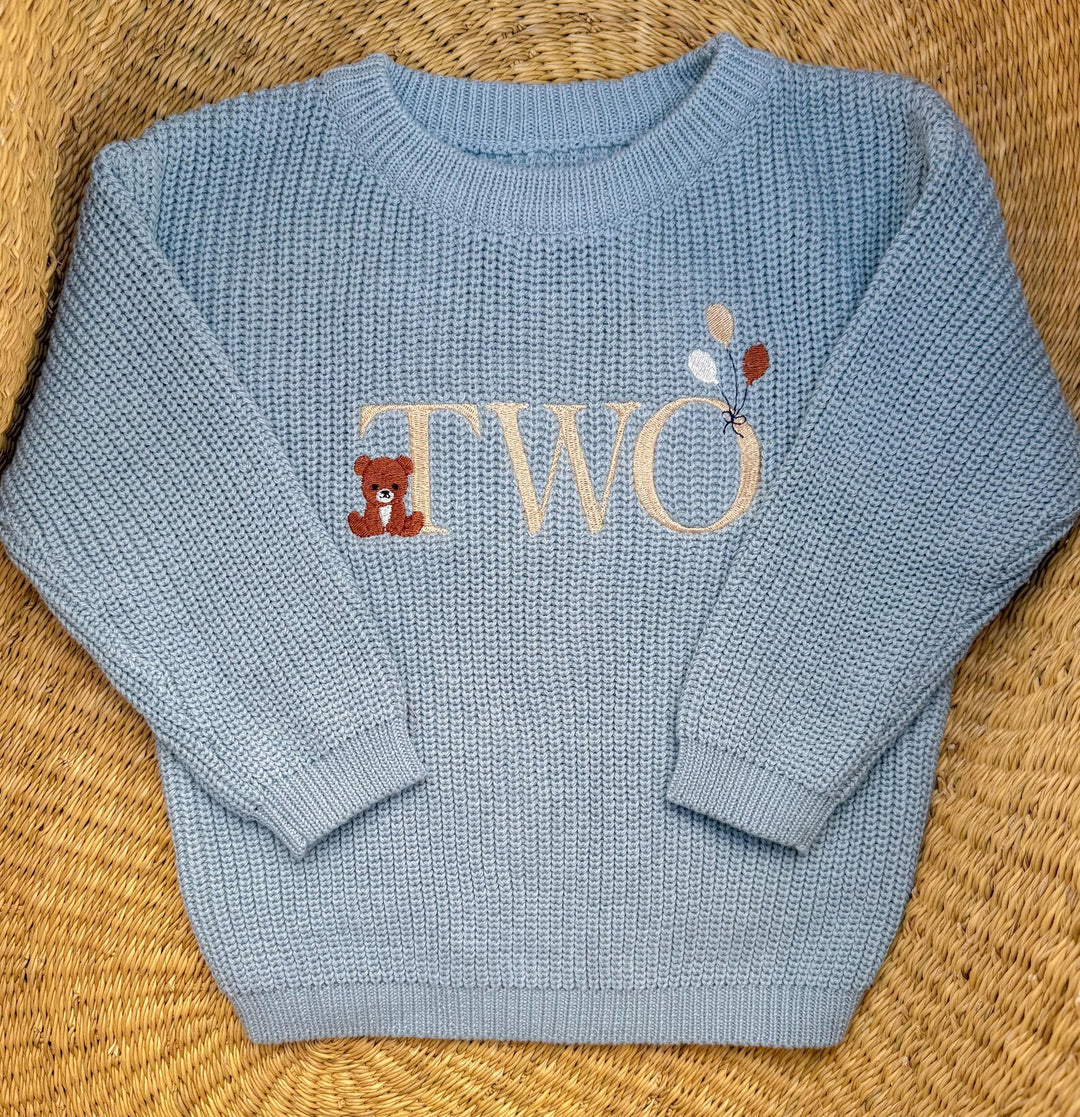 Beary Second Birthday Sweater - Bear Two Embroidered Birthday Outfit