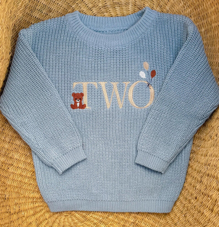 Beary Second Birthday Sweater - Bear Two Embroidered Birthday Outfit