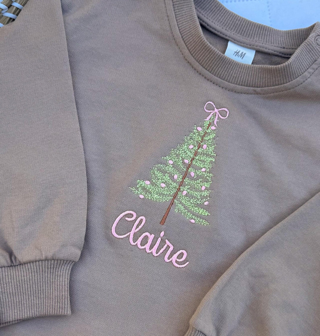 Embroidered Christmas Tree Toddler Sweatshirt - Personalized Holiday Outfit