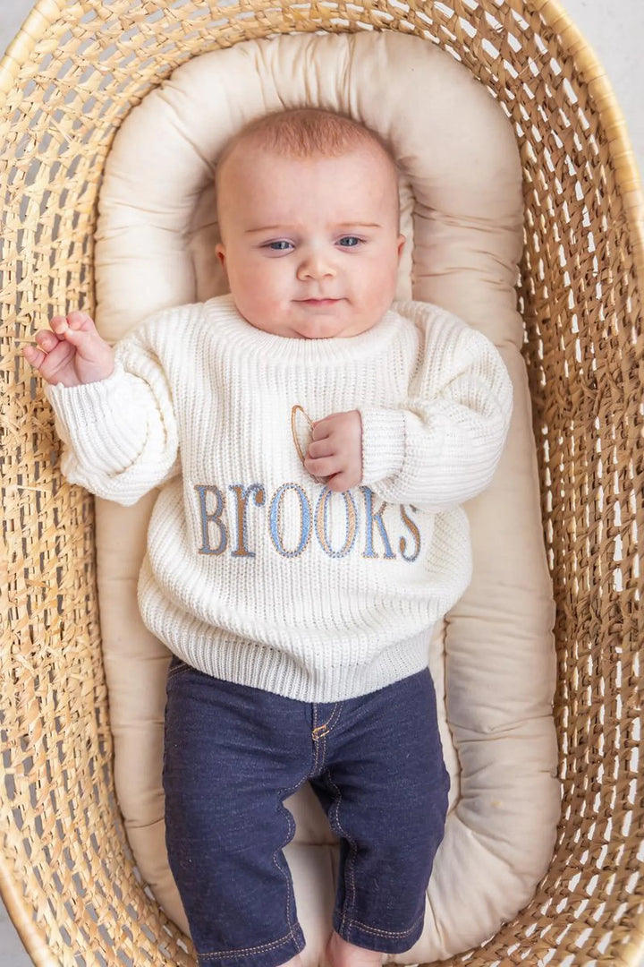 Embroidered Name Easter Sweater - Personalized Bunny Cotton Knit