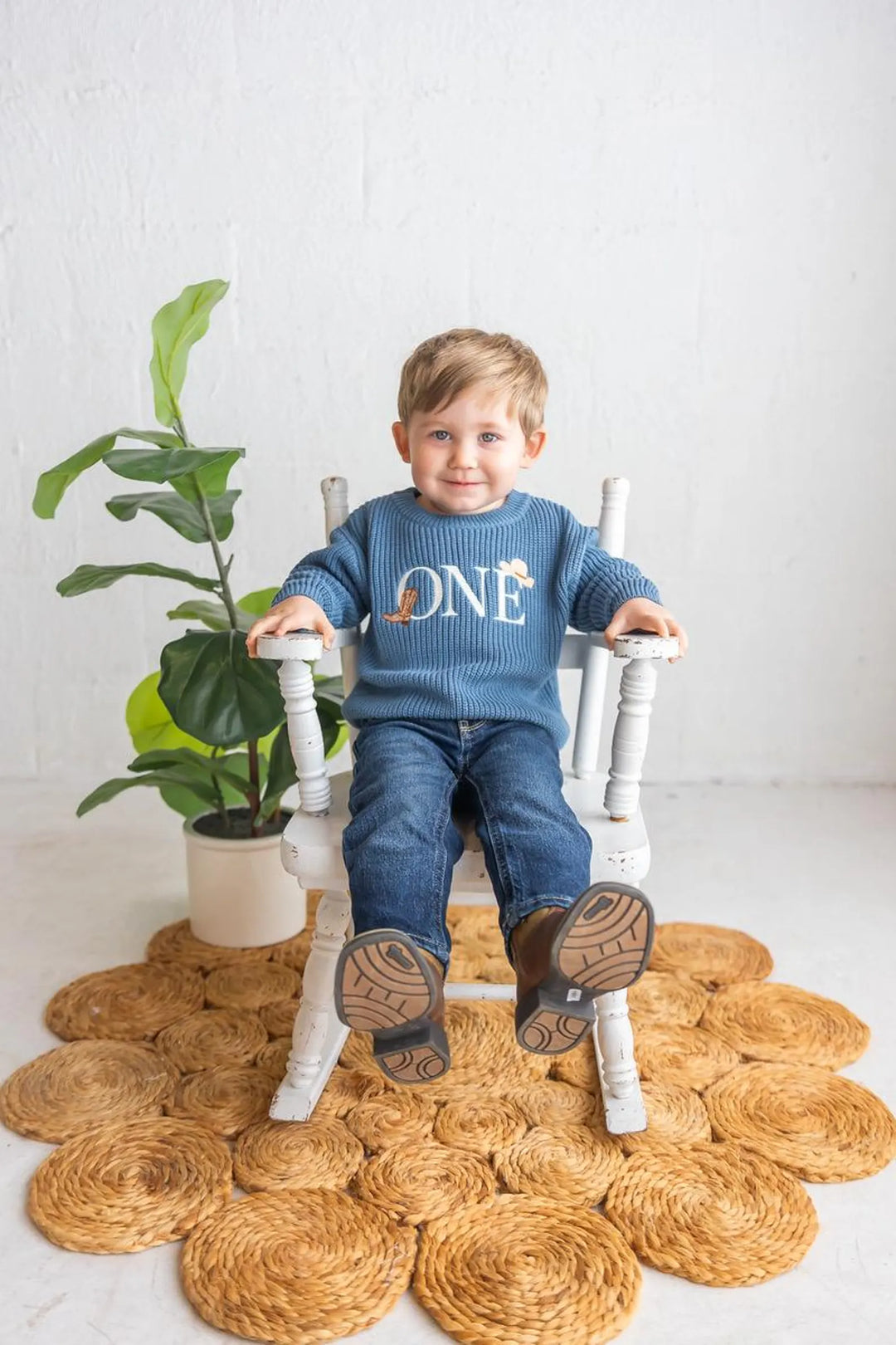 Embroidered First Birthday Sweater, Western Cowboy Outfit, Keepsake Knit
