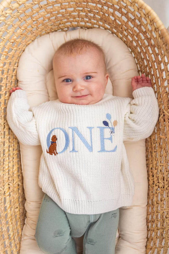 First Birthday Golden Doodle Kids Knit Sweater