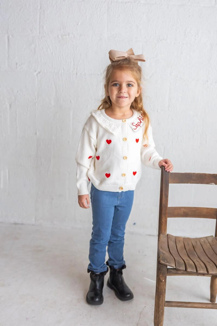 Heart Cardigan - Girls Valentines Day Outfit