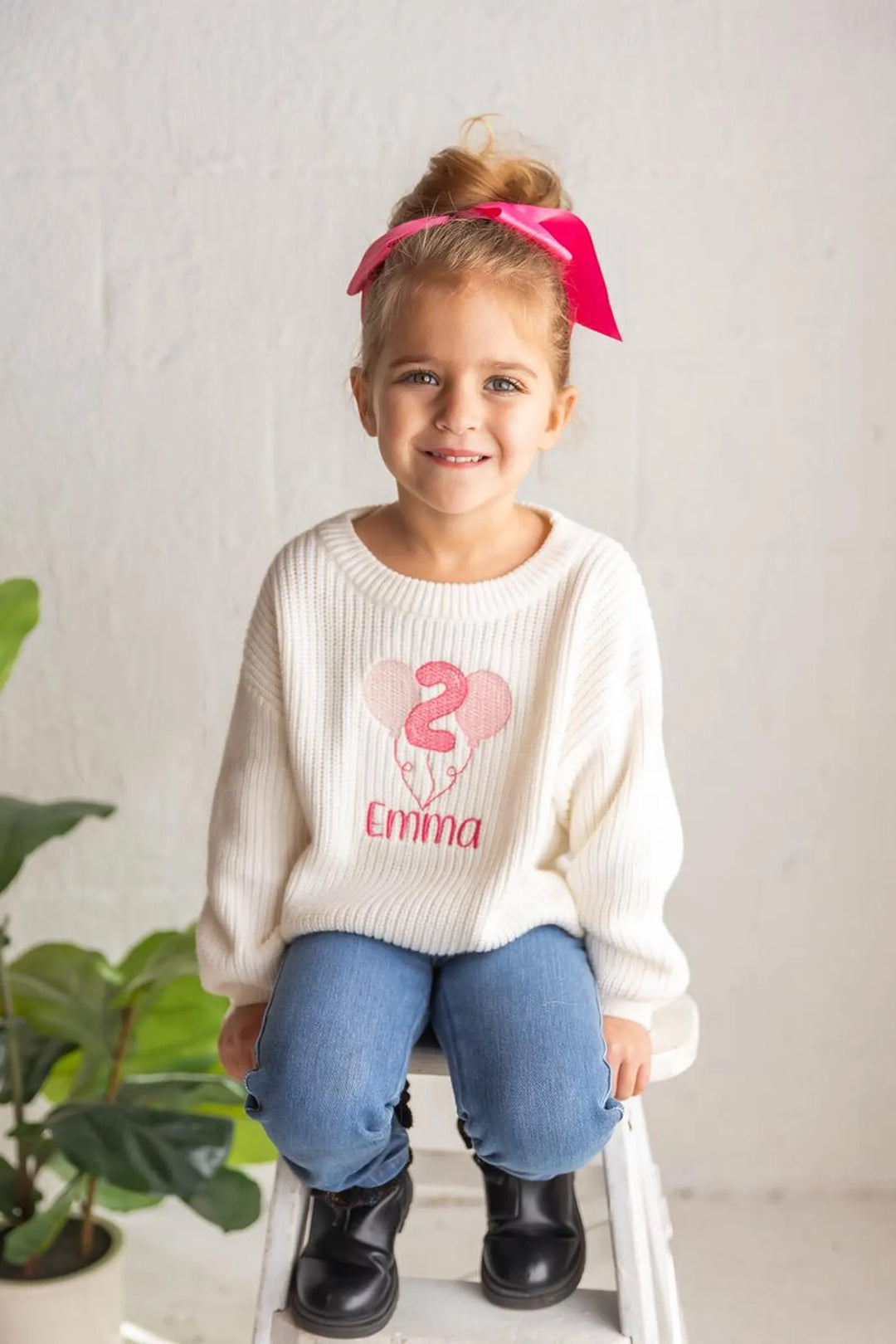 Personalized Second Birthday Sweater | Embroidered Name, Balloon, Age