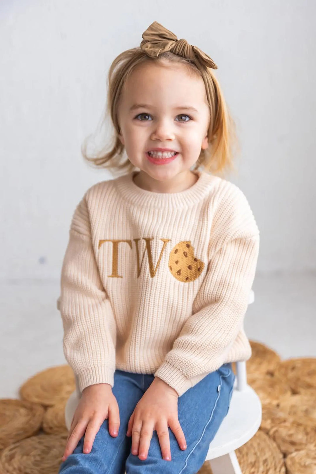 Custom Two Sweet Birthday Outfit - Cookie Two Embroidered Sweater