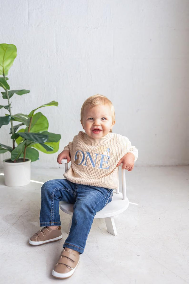 First Birthday Golden Doodle Kids Knit Sweater