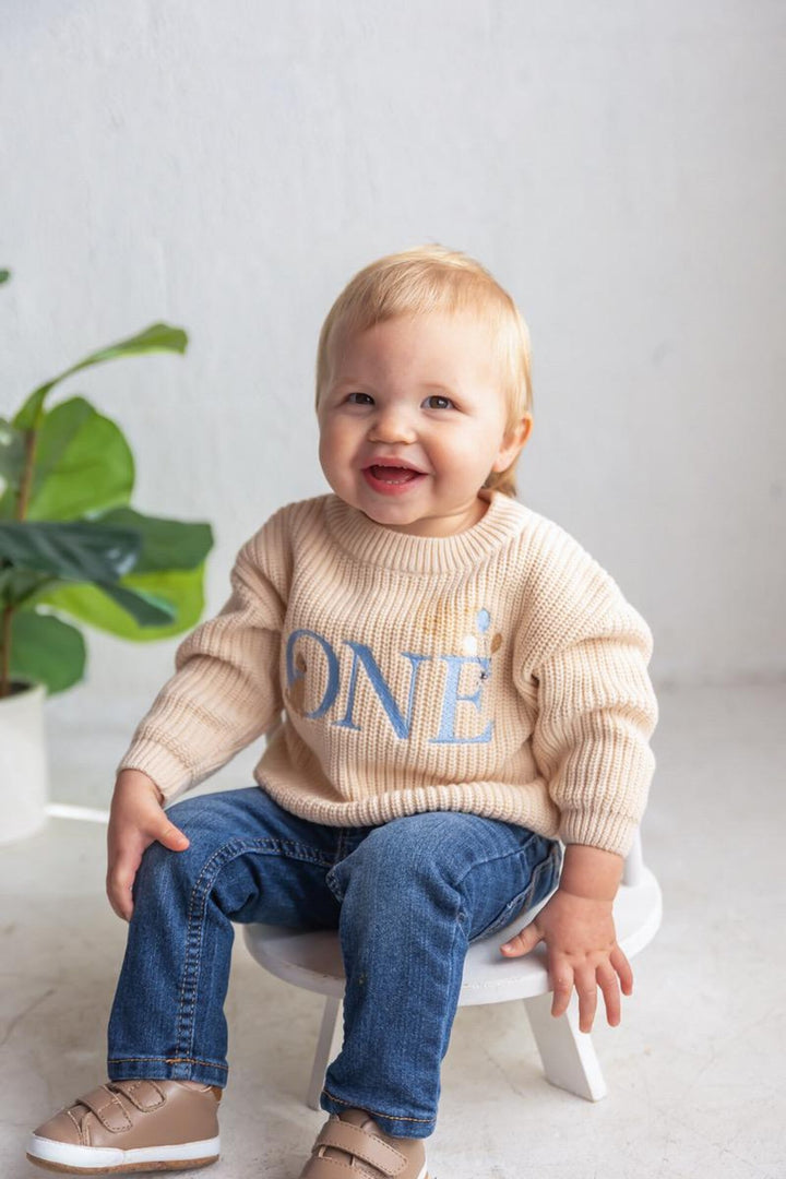First Birthday Golden Doodle Kids Knit Sweater