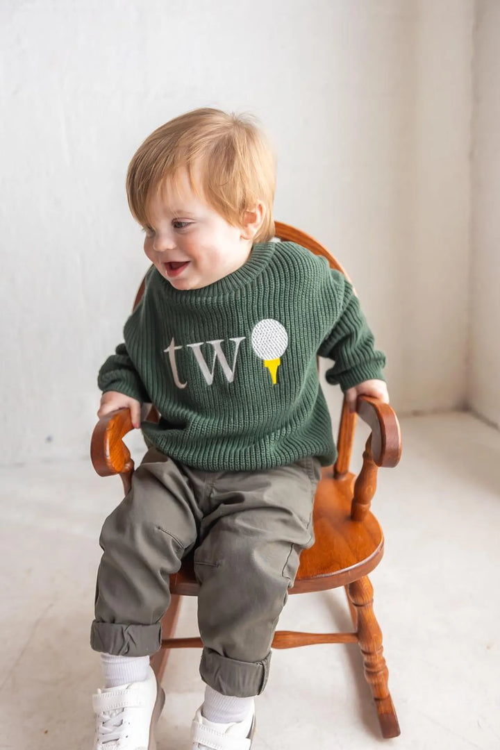 Golf TWO Sweater - Kids Second Birthday Outfit