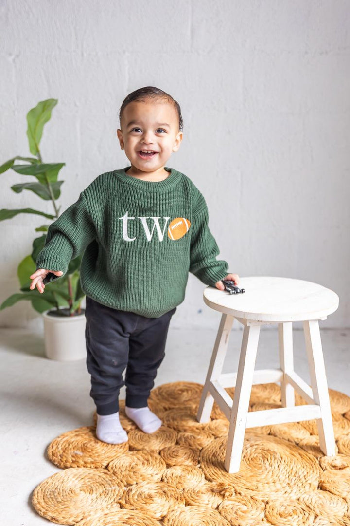 Football TWO Sweater - Kids Second Birthday Outfit