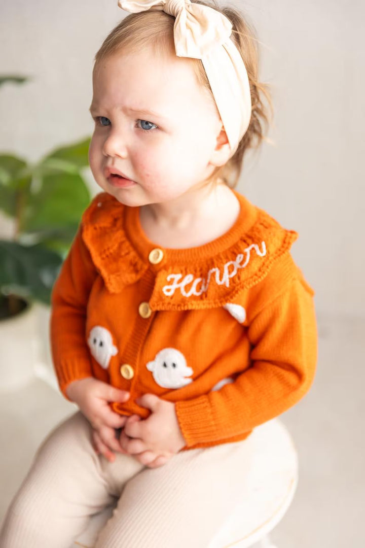 Halloween Ghost Cardigan - Girls Personalized Outfit