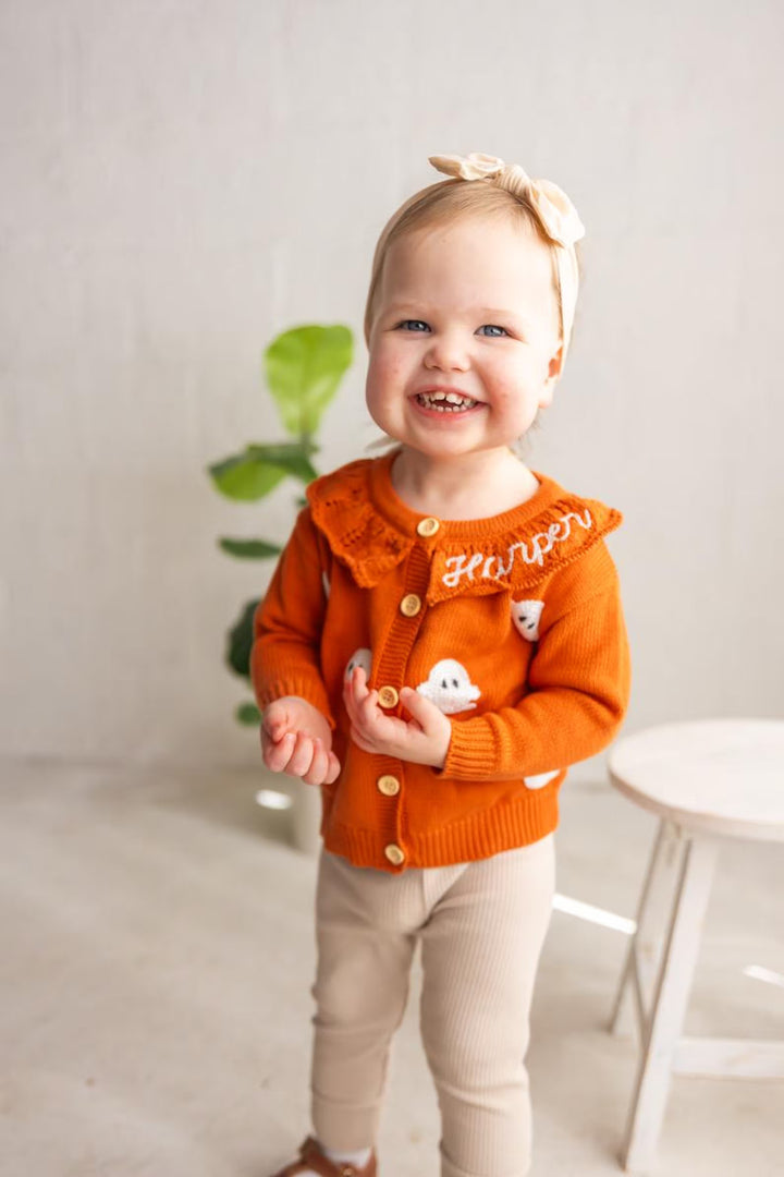 Halloween Ghost Cardigan - Girls Personalized Outfit