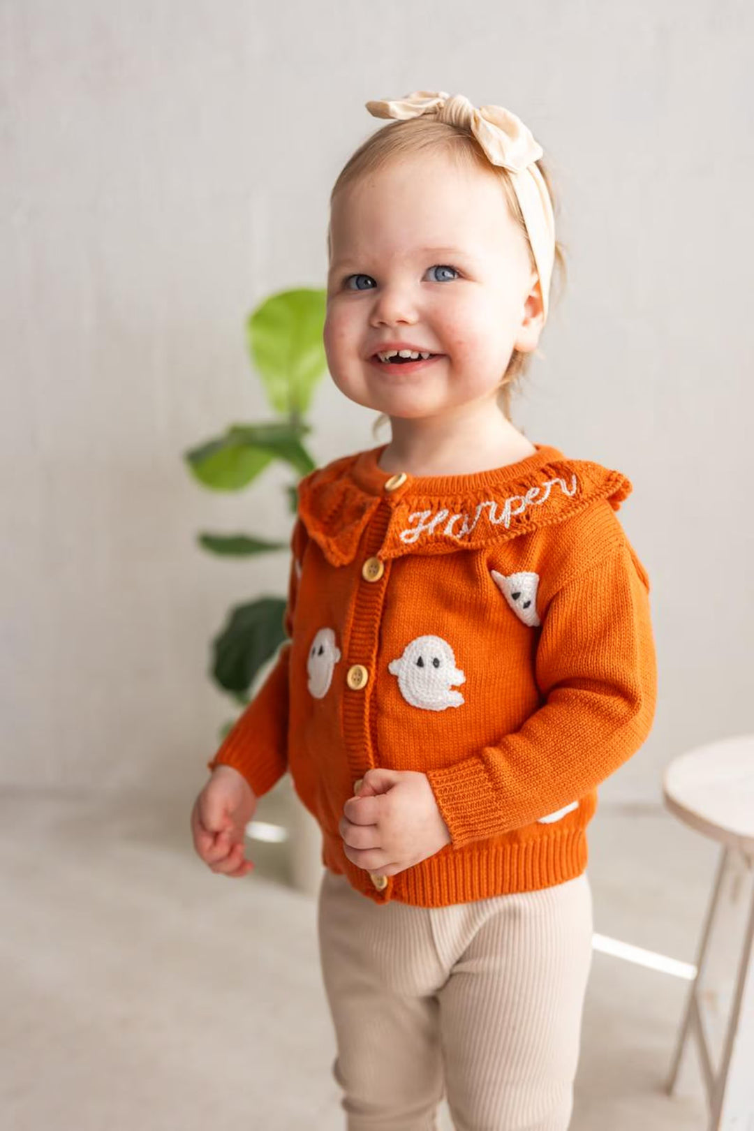 Halloween Ghost Cardigan - Girls Personalized Outfit