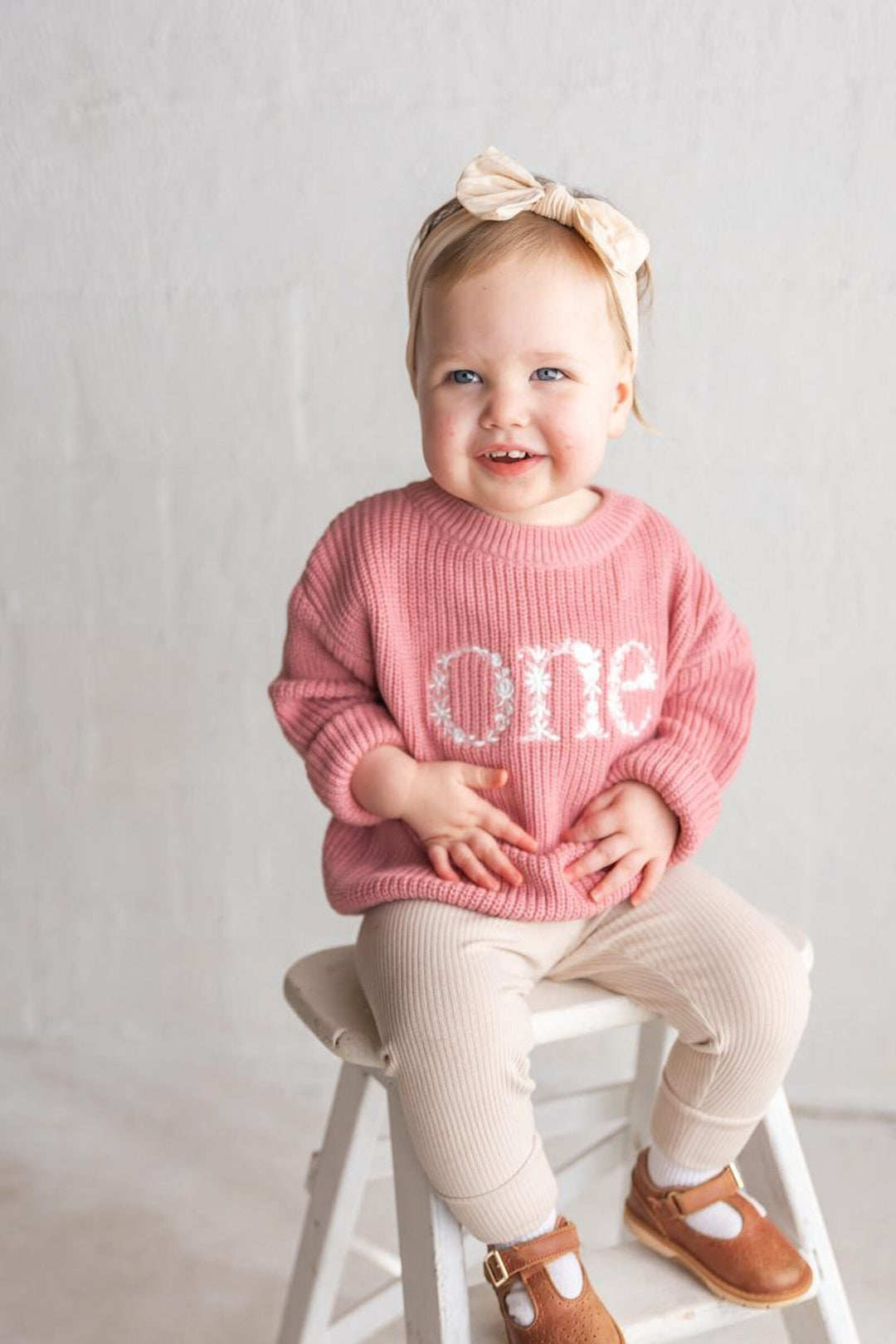 Floral First Birthday Knit Sweater