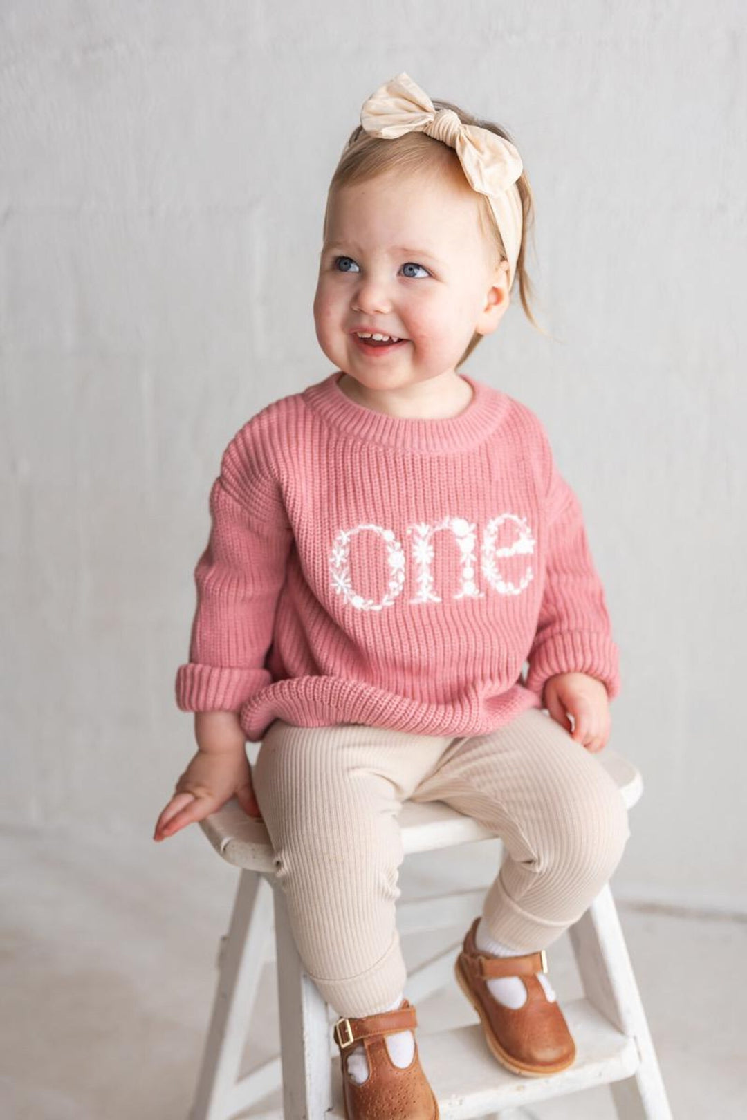Floral First Birthday Knit Sweater
