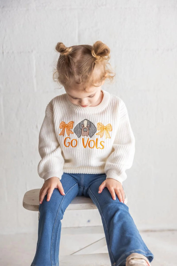Tennessee Go Vols Bow Sweater - Girls Game Day Sweater