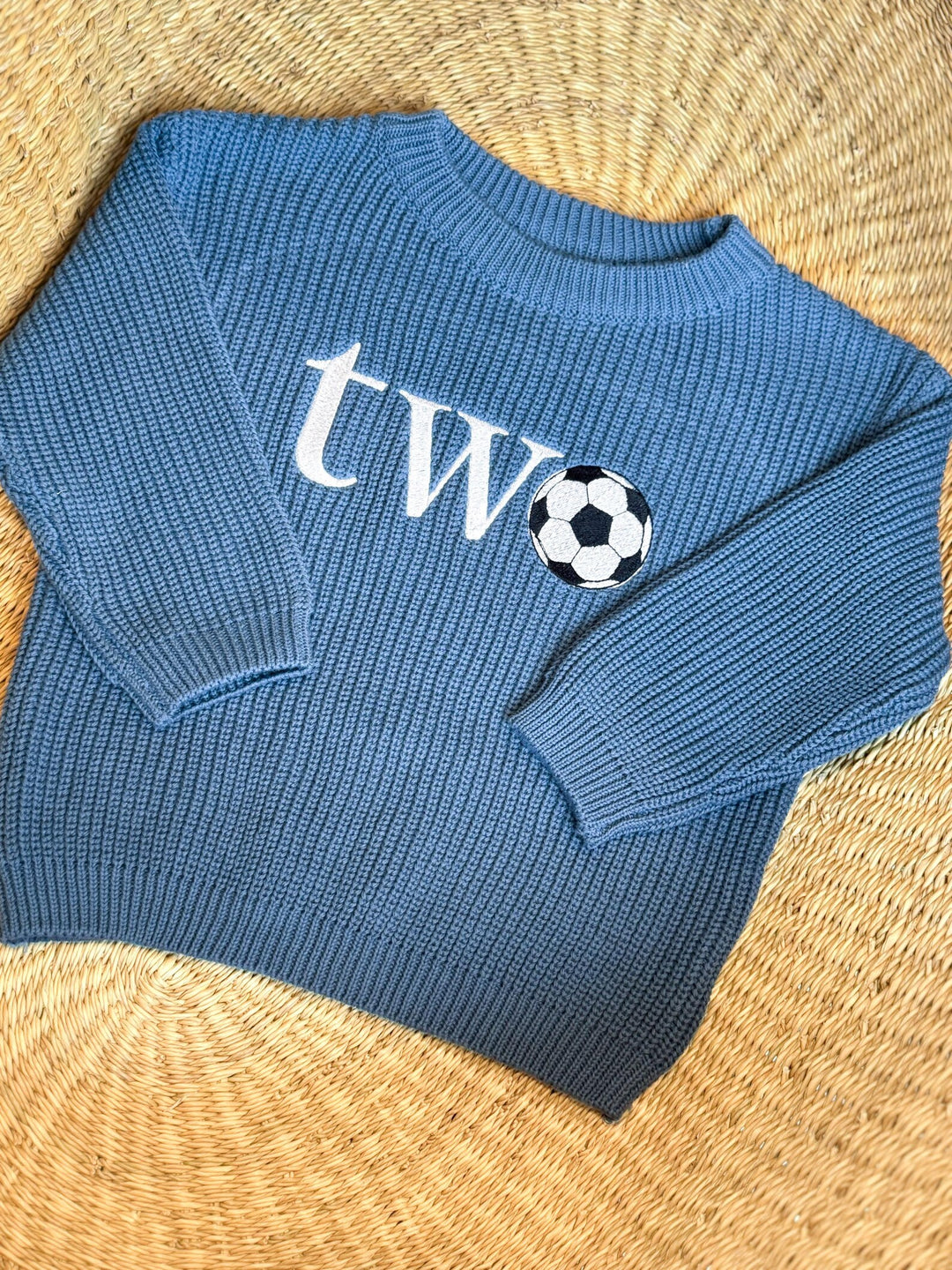 Embroidered Second Birthday Soccer Sweater | Personalized Baby Outfit