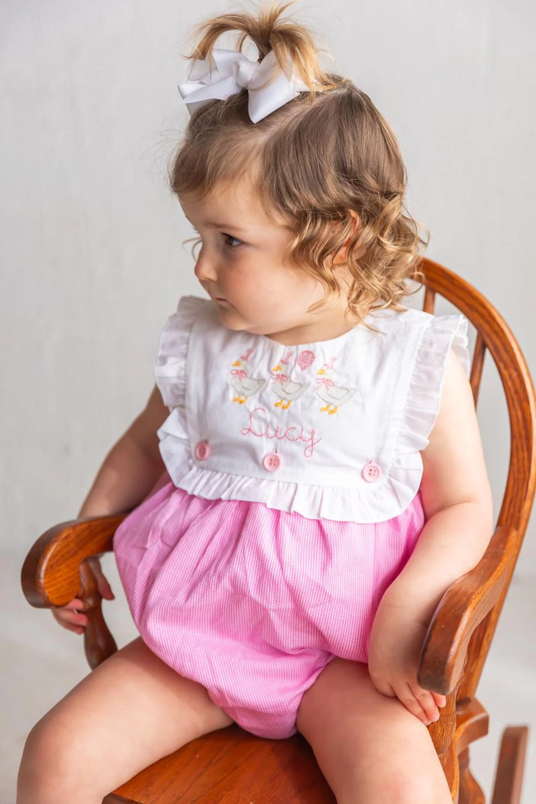 Goose Birthday Girl Gingham Romper - Girl's Birthday Outfit
