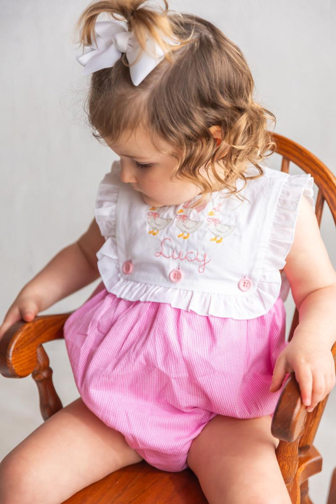 Goose Birthday Girl Gingham Romper - Girl's Birthday Outfit