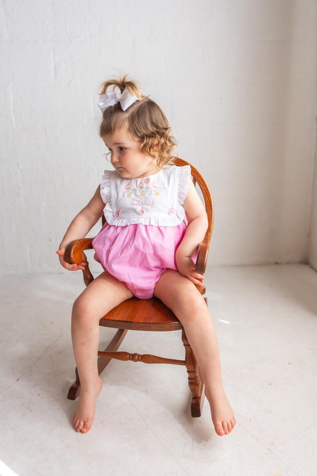 Goose Birthday Girl Gingham Romper - Girl's Birthday Outfit
