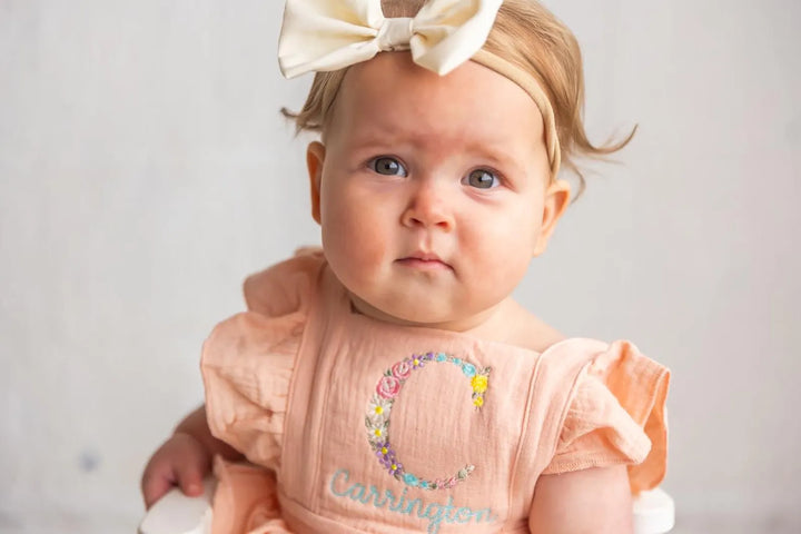 Floral Initial & Name Romper – Girls Personalized Outfit
