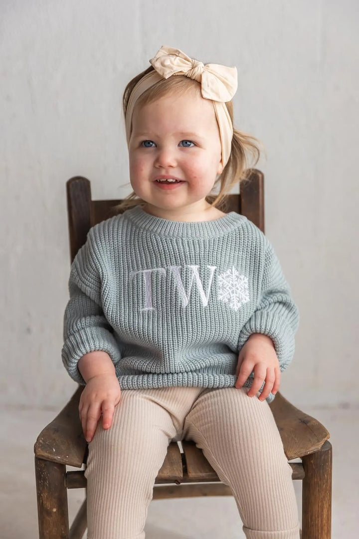 Snowflake TWO Sweater - Second Birthday Outfit
