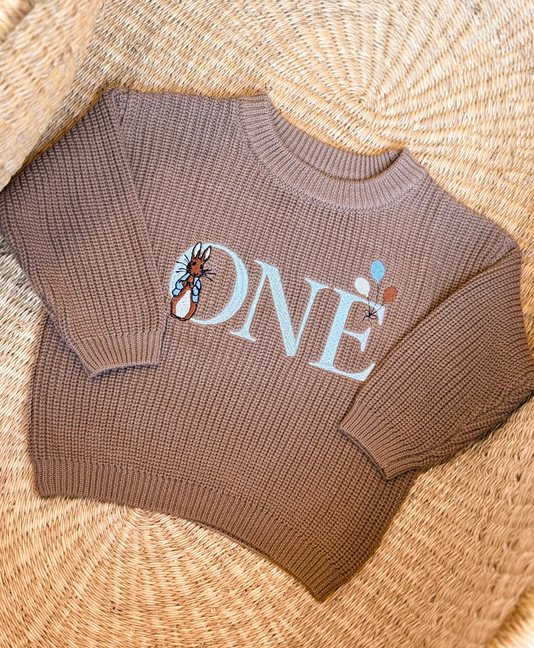 Easter Bunny First Birthday Kids Knit Sweater