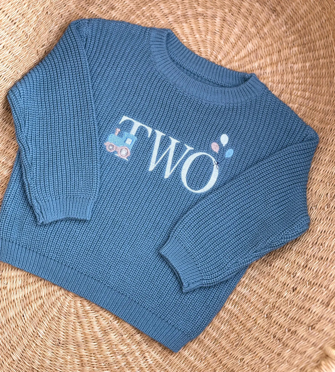 Personalized Train Second Birthday Sweater - Custom Two Year Old Knit Top