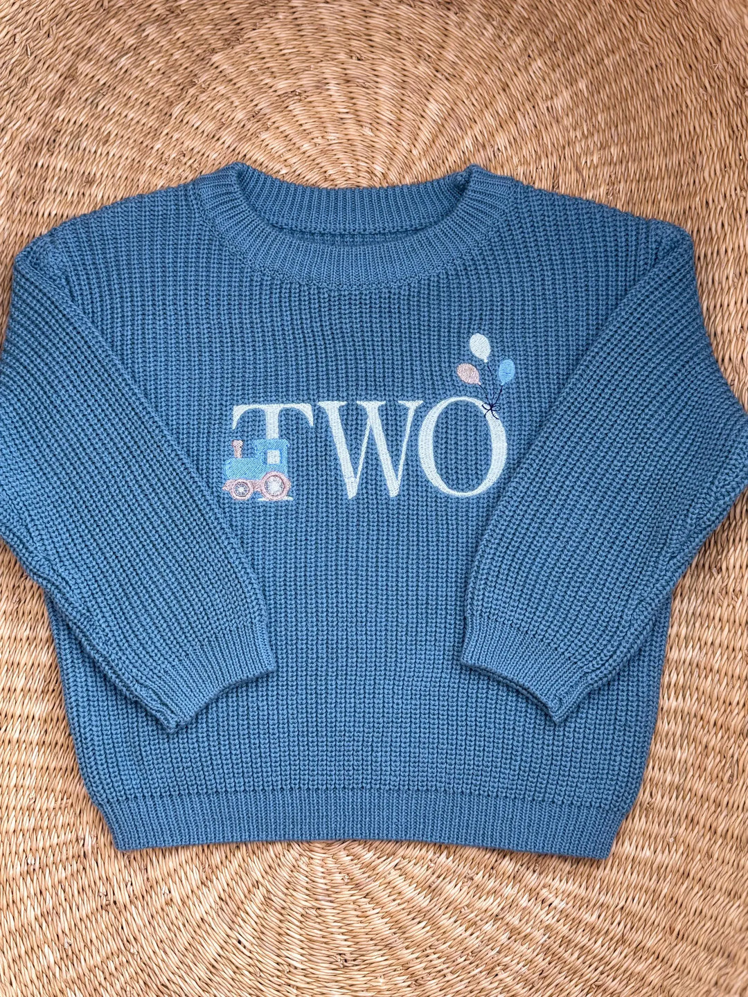 Personalized Train Second Birthday Sweater - Custom Two Year Old Knit Top