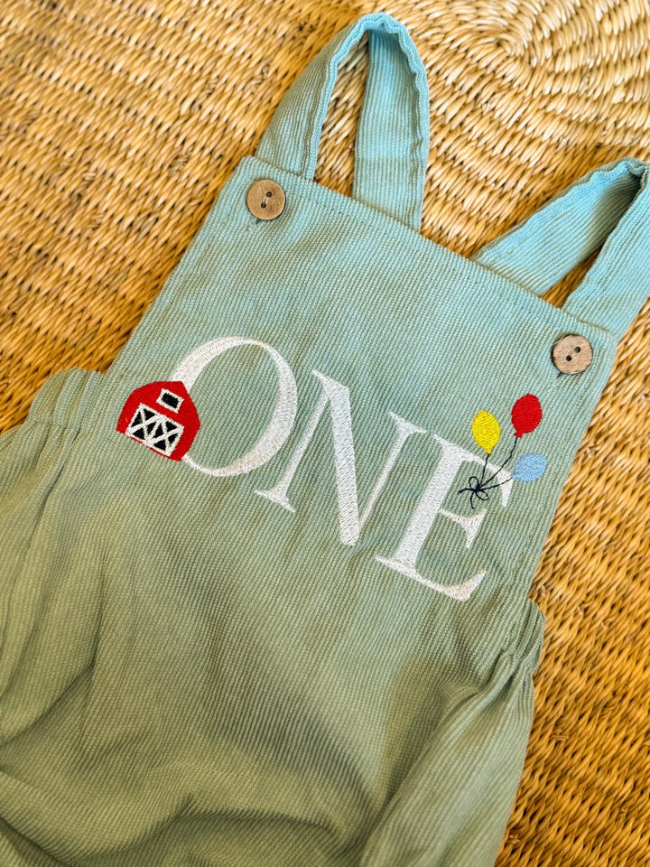 First birthday Barn Romper - Corduroy Romper Cake Smash Outfit