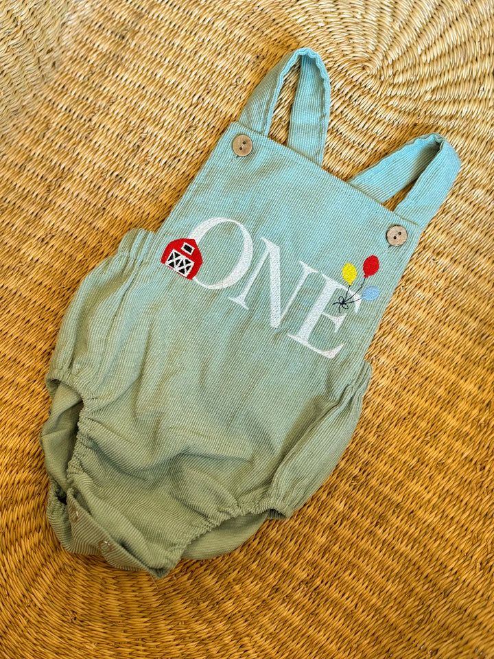 First birthday Barn Romper - Corduroy Romper Cake Smash Outfit