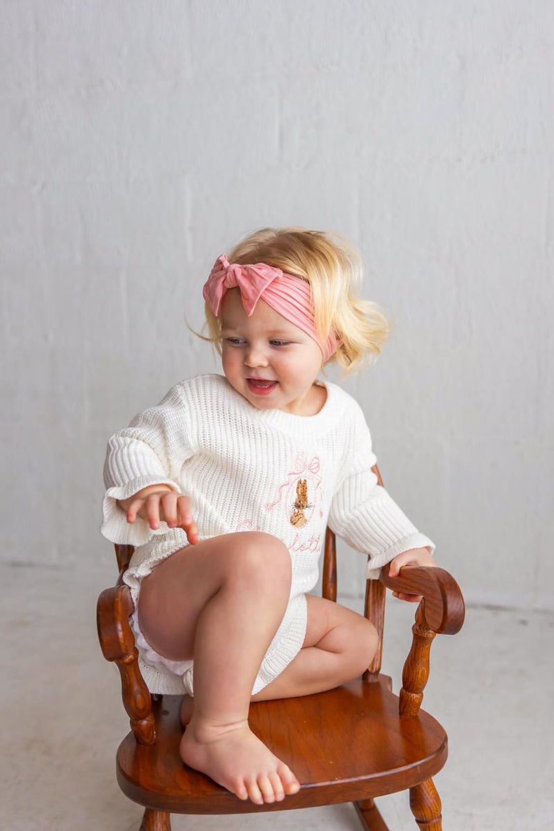 Personalized Peter Rabbit knit Romper - Custom Name Coquette Outfit