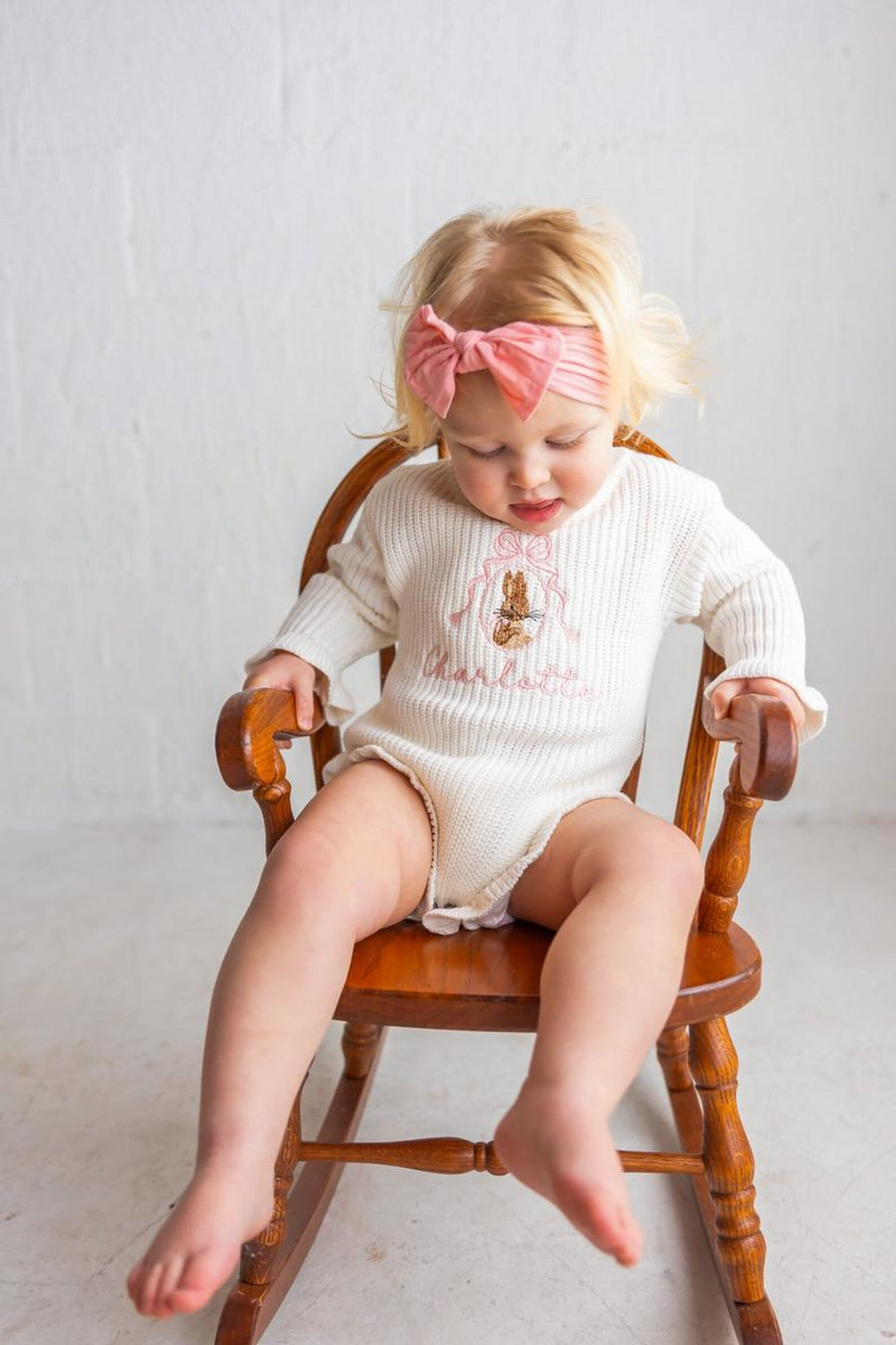 Personalized Peter Rabbit knit Romper - Custom Name Coquette Outfit
