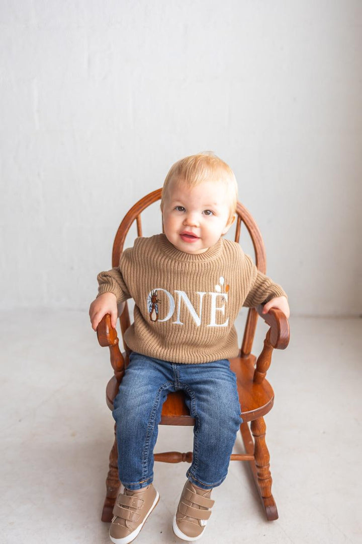 Easter Bunny First Birthday Kids Knit Sweater