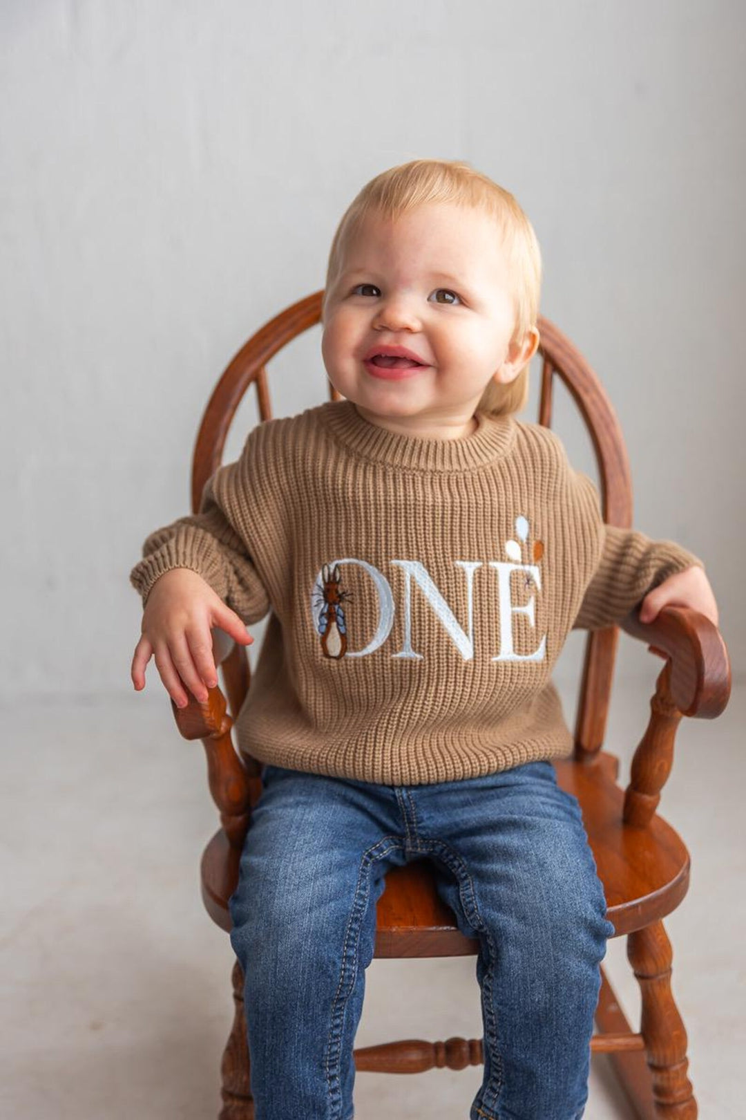 Easter Bunny First Birthday Kids Knit Sweater